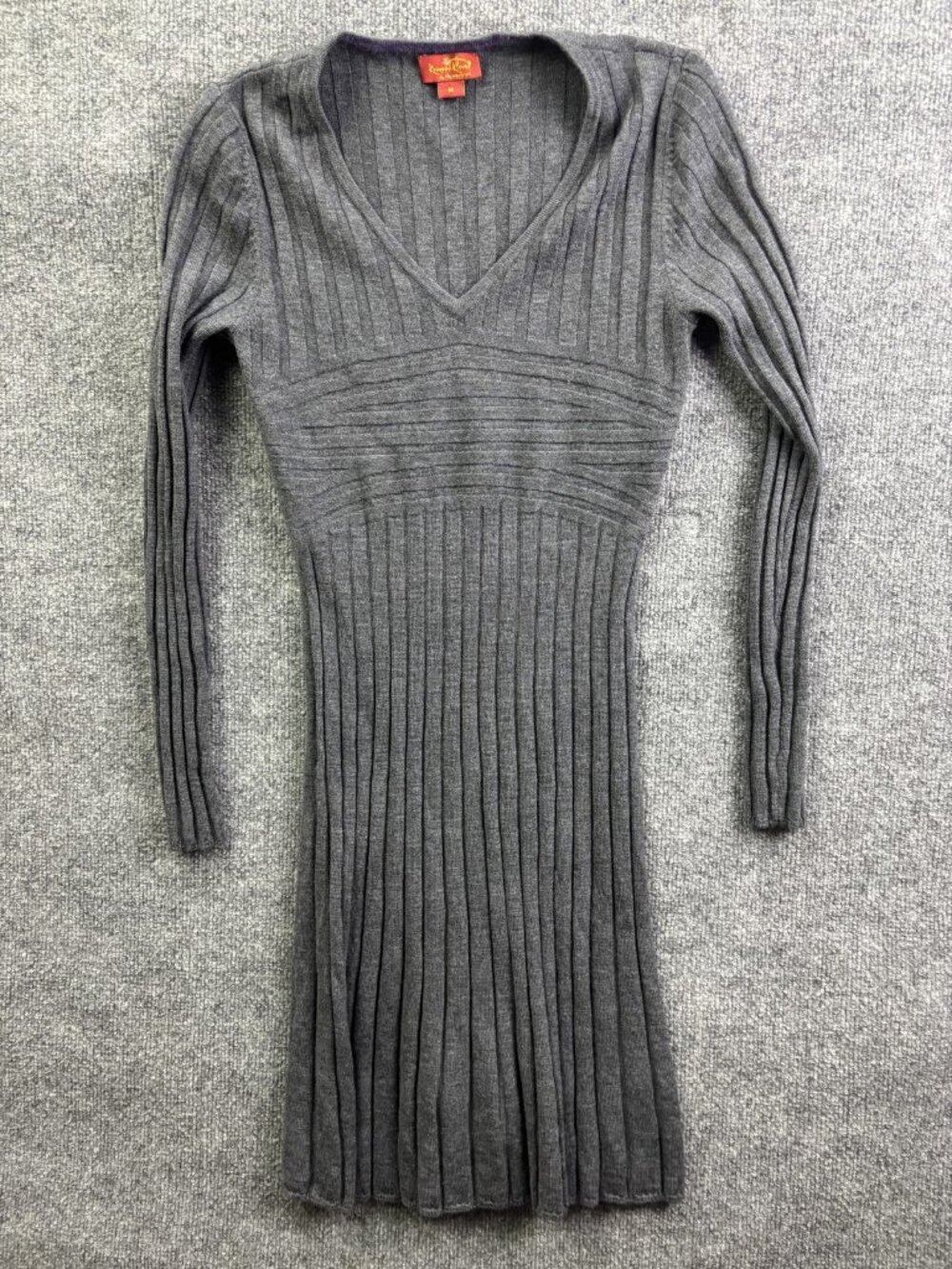 Krimson Klover Dress Womens Medium Gray Merino Wool Ribbed Sweater Bodycon